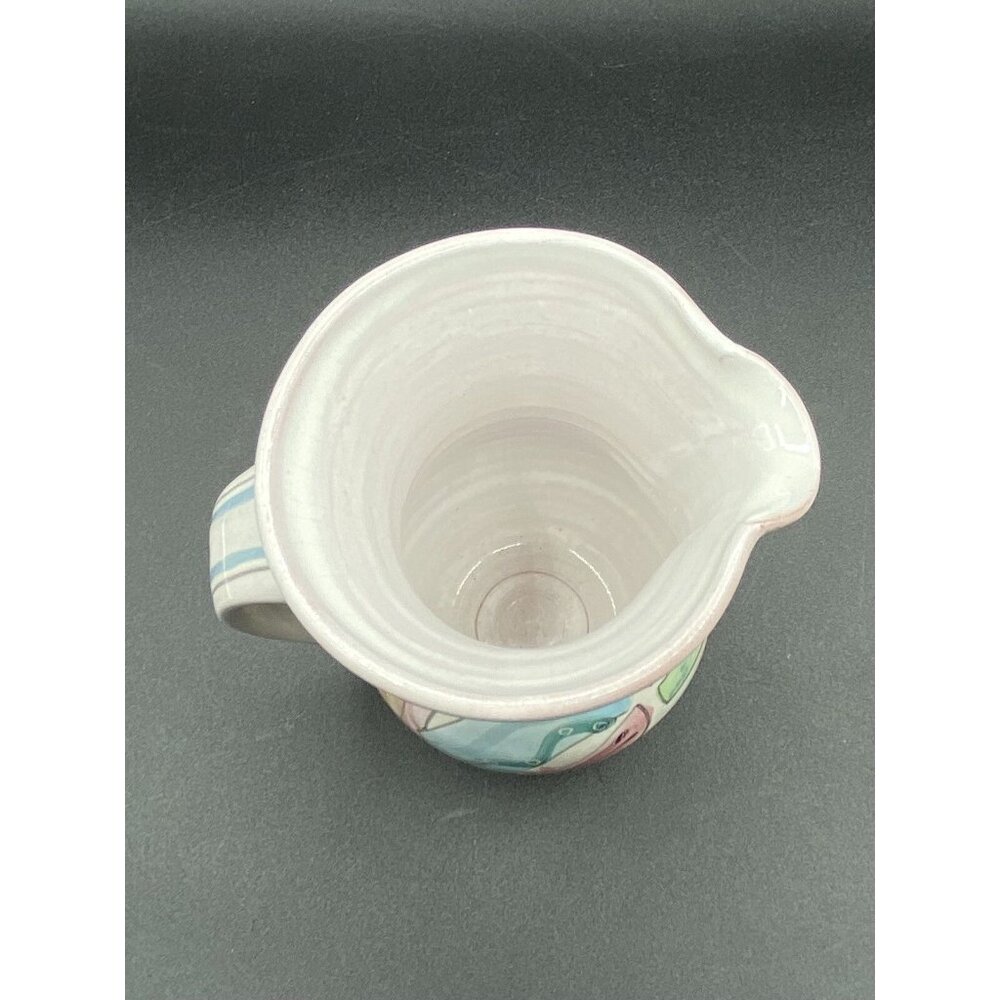 Vivian Jehn Redware Pottery 5” Pitcher Mackenzie Childs Style Pastel Colors - Picture 7 of 14